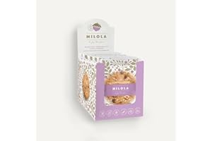 Avellanas y Chips de Chocolate - MILOLA Galletas Gluten Free. Pack 12 unidades de 50 gr. cada una - Sin Gluten, Sin Lácteos, Sin Gluten, Sin Aceite de Palma