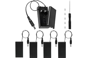 VISSQH 5 Piezas 9V Soporte de Batería,9V Caja de Batería con Enchufe de DC y ON/Off y Tapa,9V Caja de Soporte de Batería Caja de Almacenamiento de Batería de Plástico para DIY 9V Soporte de Batería