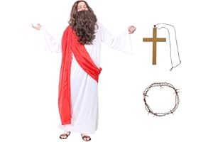 I LOVE FANCY DRESS Jesus Christ Costume - White Robe with Red Sash - Mens Funny Fancy Dress Party Costume