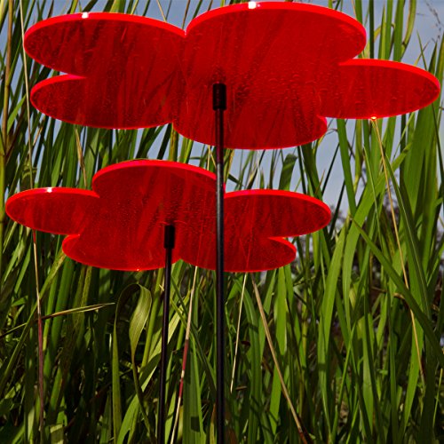 SUNPLAY „Sonnenfänger Blumen“ in ROT, 3 Stück je 20 cm Durchmesser im Set + 70 cm Schwingstäbe - 3
