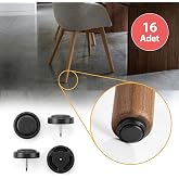 EYMEN YAPI Silentplug Sessiz Tapa Masa Sandalye &Ccedil;ivili Polygrid, 16 Adet, Siyah
