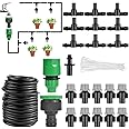 ORTIZA® Automatic Garden Watering System - Slow Drip Irrigation Kit with 10 Tee Connector - Garden Water Dripper for Plant with 10M Long Drip Irrigation Pipe Outdoor Lawn & Watering Equipment