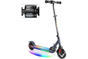 ‎CAROMA Caroma E Scooter Kinder von 8-12 Jahren, 180W Motor, 16 km/h, 60 min Fahrzeit, Einstellbare Geschwindigkeit & Höhe, Bunte Lichter, LED Display, Faltbarer Kinder E Scooter