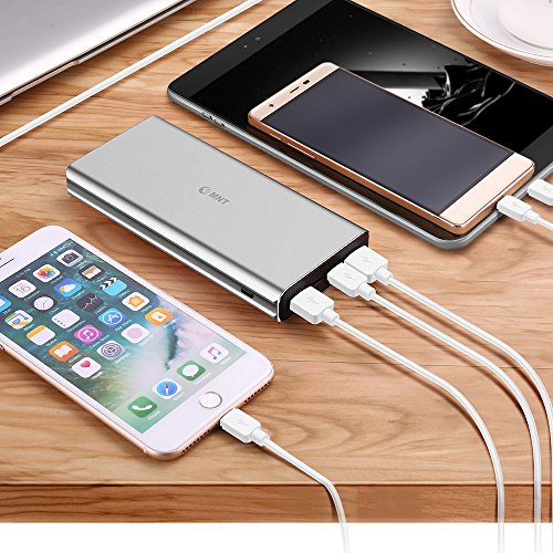 Chargeur Portable  22000mAh  Charge Rapide 3 0   Port USB Type C 3 0 A  EMNT Power Bank avec 4 Ports USB pour Grande Capacit   Batterie Externe Iphone 7 8   X  Ipad  Samsung Galaxy J3   S7   S8  Huawei P10 et autres P  riph  riques USB- Gris Argent  