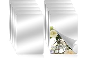 Xthrotsenk 10Pcs Plastic Mirror Sheets 6.3 x 4 Inch Acrylic Mirror Flexible Mirror Tiles Safety Mirror Sheets Non Glass Mirror Sticker Frameless Small Rectangular Mirror Trays Plate