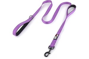 PLUTUS PET Pioneer Petcore Dog Lead 6ft Long,Traffic Padded Two Handle,Heavy Duty,Reflective Double Handles Lead for Control Safety Training,Leads for Large Dogs or Medium Dogs,Dual Handles Leashes(Purple)