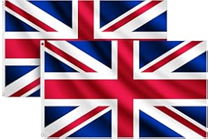 COCOSY 2 Stück Großbritannien Fahne - 90 x 150 cm 100% Polyester Großbritannien Flagge mit Messing-Ösen - Wetterfeste & Langlebige UK United Kingdom Großbritannien Flagge für Sport & Feierlichkeiten