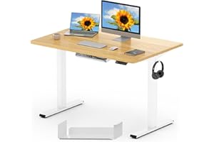 FLEXISPOT Scrivania Regolabile In Altezza Elettrica 120x60cm, Scrivania Regolabile In Altezza A 2 Livelli Con Gancio E Promemoria Seduta-Stand (Acero, Struttura Bianca)