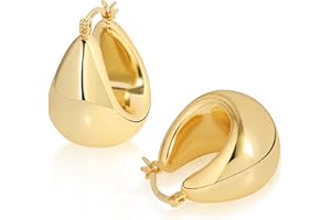 BOUTIQUELOVIN ALEXCRAFT Boucles d'oreilles Créoles Épaisses 14K Or Argent 925 Plaqué Chunky Creoles Cadeau Bijoux Femme