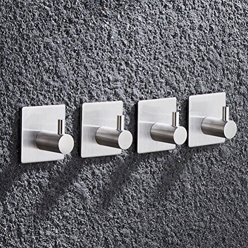 Preisvergleich Produktbild Edelstahl Hakenleiste haken ohne bohren Selbstklebend Handtuchhaken Bademantelhaken ademantelhaken Haken Wandhaken Edelstahl rostfrei Bad und Küche(4 Stück)
