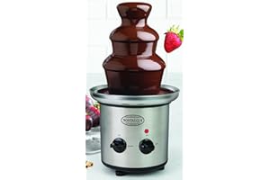 Nostalgia 3 Tier Electric Chocolate Fondue Fountain, Machine for Parties, Melts Cheese, Queso, Candy, and Liqueur Dip Strawberries, Apple Wedges, Vegetables, and More, 170 W, Stainless Steel