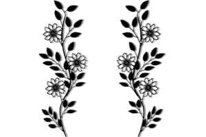 DUOOLN 2 Pcs Metal Tree Leaf Wall Decor, Long Iron Scroll Vine Wall Art Above, Rustic Hanging Sign, Line Flowers Sculpture for above Door Living Room Office Indoor and Outdoor Decoration - Black