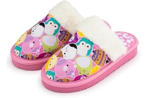 Squishmallows Girls Mule Slippers – Faux Fur Indoor House Shoes - Non Slip Sole Cozy Warm Bedroom Footwear for Kids and Teens UK Sizes 10–3