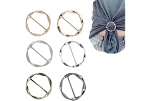 RAMGLYO 6 pezzi signore fibbia della cintura di metallo, T clip camicia, fibbia, anello sciarpa di seta, orlo nodo camicia clip cravatta, ragazze fibbie e fermagli