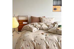 Lanqinglv Bettwäsche 135x200 cm Mädchen Dackel Hellbraun Braun Kinder Bettwäsche aus Microfaser, ÖKO-TEX Bettwäsche Set - Bettbezug mit Reißverschluss und 1 Kissenbezug 80x80 cm