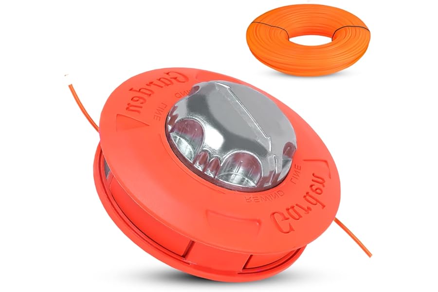 Grass Trimmer Replacement Spool Head M10 x 1.25 Left-Hand Thread with 15m 2.4mm Strimmer String Wire for Brush Cutter Universal Mowing Head, Color Orange