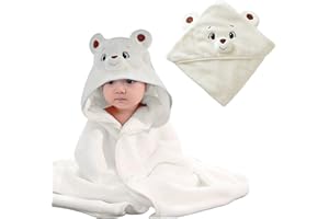 Wffeila Kapuzenhandtuch Baby, Babyhandtuch mit Kapuze, Baby Handtuch Kapuze Handtuch für Zarte Babyhaut, Super Saugfähig, Hochwertiger Korallenplüsch, für Kinder von 0 – 3 Jahren, 80x80cm