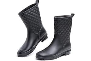 HITMARS Botas De Agua Mujer Botas Lluvia Chelsea Wellington Boots Impermeables Botas De Goma Rain Boots Zapatos De Jardin Antideslizantes Negro Azul 36-43
