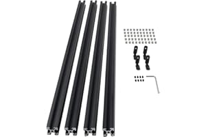 CNCMANS 4PCS 800mm T Slot 2020 Aluminum Extrusion European Standard Anodized Linear Rail Aluminum Profile Extrusion for 3D Printer Parts and CNC DIY (Standard 6.2mm Length 800mm Black)