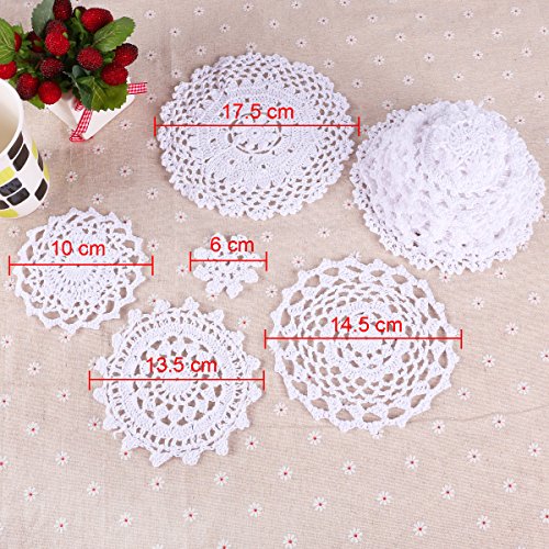 24 x Häkeldeckchen Spitzendeckchen Tischdecke Weiss 100% Handarbeit Hochzeit Deko - 3