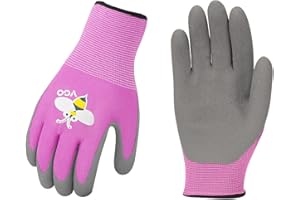 Vgo... Guantes de jardinería niños, 1Par guantes de trabajo de seguridad, recubrimiento de látex, guantes de buceo (XXXS,púrpura,RB6013-KID)
