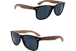 Holzwurm Sonnenbrille mit Holzbügeln aus Walnuss für Damen & Herren/Polarisierende Brillengläser mit UV400-Schutz/mit Brillen