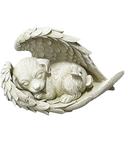 Engel-Hund-Statue Aus Kunstharz - Geflügelte Gartendekoration, 11,9 X 5,1 X 6,1 Cm, Für Drinnen & Draußen