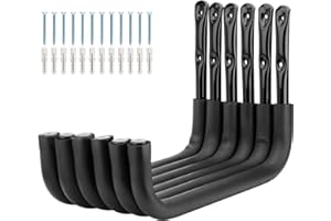 pipabiba Crochets de garage, crochet de rangement pour kayak, lot de 6 crochets utilitaires robustes pour outils de jardin, échelle, canoë, planche de surf, tuyau, chaise pliante, vélo, snowboard