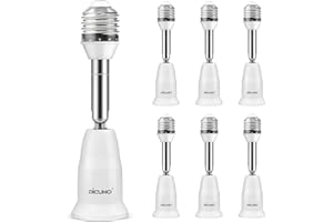 DiCUNO Regulowany uchwyt lampy E27, 10 cm, adapter do cokołu, elastyczny konwerter, przedłużacz E27 na E27, giętki 360 stopni (6 sztuk)