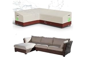 Zdada L-Shape Garden Furniture Covers Waterproof, 222x286x87CM Outdoor Rattan Furniture Covers Windproof, Heavy Duty 600D Oxford Fabric Corner Sofa Cover, Patio Furniture Covers with Air Vent