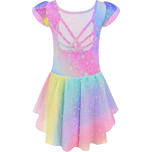 Balletjurk Voor Meisjes Katoen Balletkleding met Korte Mouwen Balletpak met Afneembare Chiffonrok met Pailletten voor 3-11 jaar(Wit,150