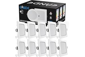 Eande Spot Led Encastrable Carré 7W Spot LED Extra Plat 4000K Blanc Neutre Équivaut Ampoule Halogène 70W Downlight Blanc Lampe Plafonnier 230V Non Dimmable, Lot de 10