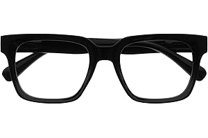 OPULIZERA Occhiali luce blu donna e uomo - Antiriflesso e Antibagliore - Occhiali per computer - Protezione UV - Oversize e Rettangolare - Nero - +0,00