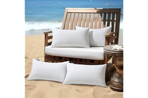 MIULEE Coussin Exterieur Impermeable-Rembourrage Coussin 30x50 CM Lot de 4 pour L'extérieur, Coussin de Garnissage Exterieur Impermeable, Blanc Coussin Exterieur 30x50