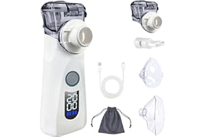 ‎NURKOO Inhaliergerät Aufladbarer Tragbares mit 2 Medizinbechern für Erwachsene & Kinder, Inhalator für Atemwegsbeschwerden mit intuitiver LED-Bedienung, Effiziente Aerosol-Therapie für Zuhause und Reisen