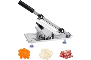 DORCCSI Frozen Meat Slicer Manual Stainless Steel Adjustable Non-slip Base Anti-rust Washable Ergonomic Foam Handle Detachable Heavy Duty Food Grade Cutter Slicing Machine for BBQ Cooking Meat Cutter Meat Sl
