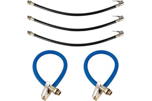 Chudian 5 Pezzi Tubo Gonfiaggio Pneumatici in Gomma 37.5cm/39cm Tubo Flessibile della Pompa di Gonfiaggio ad Aria di Pneumatici per Auto Moto (Nero,Blu)
