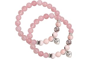 Valicaer Bransoletka bilessingowa dla kobiet, biżuteria z naturalnego kamienia, kryształ, kamień szlachetny, zebra, koralik i serce chamm do medytacji, relaksu, nastolatków, dżins, prezenty, 2 szt