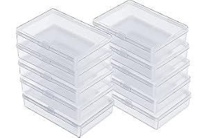 GUUZI 10 st Rektangulära Klara Mini Plastpärlor Förvaringsboxbehållare med Lock för Små Föremål, Ytterstorlek: 9,5cm x 6,2cm