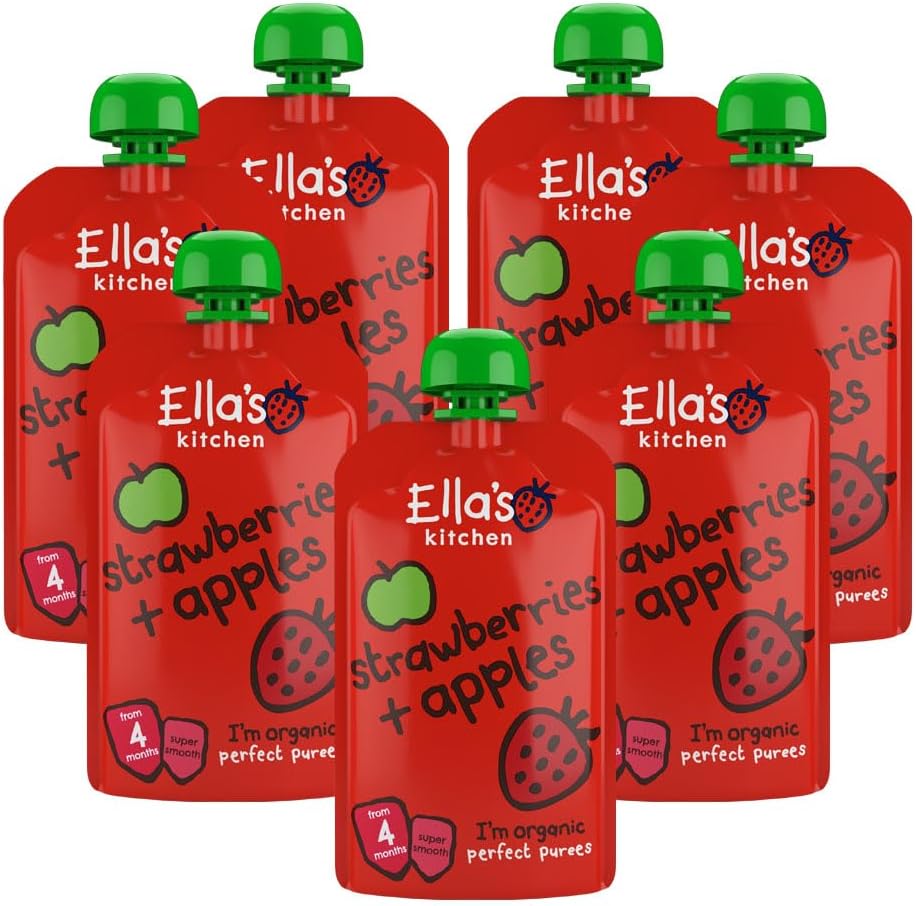 Ella's Kitchen, Stage 1 from 4 Months Organic Apple and Strawberry, 120 g , (Pack of 7)