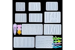 FineInno 10 Pièces Moules en Résine Pinces à Cheveux en Acrylique Barrettes Moules Silicone Moulage DIY Craft Pendentif Fabrication de Bijoux Outil (Hair Clip Silicone Molds)