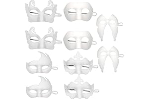Eterspr 10 Pezzi Maschera Bianca, DIY Maschera da Ballo in Maschera, per Ballo di Festa, Carnevale, Gioco di Ruolo, Opera (Bianco)