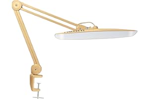 Neatfi XL 2,200 Lumens LED Task Lamp, 24W Super Bright Desk Lamp, 117 Pcs SMD LED, 51CM Wide Lamp, 4 Level Brightness, Dimmable, Eye-Caring LED Lamp (Non-CCT with Clamp, Gold)