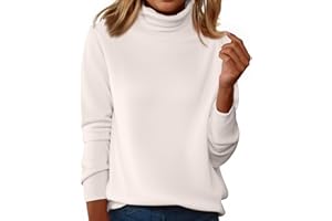uxxnjfg 2025 Jersey Mujer Otoño Elegante Camiseta Manga Larga Mode Basicas Sueter Cuello Alto Termica Blusa Camiseta Punto Casual
