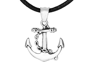 DonDon Collana Uomo con Ciondolo Ancora in acciao Inox in Sacchetto di Velluto