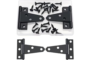 YIXISI 4 Piezas 50mm Bisagra Forma T, Granero Puerta Bisagras en T, Metal Tee Hinges con 24 Tornillos, para Puerta de Granero, Cobertizo, Jardín, Nero