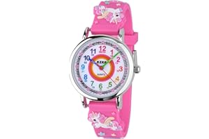 KZKR Montre Enfant Fille Montre Bracelet Éducative pour Enfants Time Teacher Analogique avec Exercices,Mécanisme en Quartz Japonais,Facile d’Apprendre