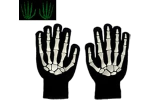 BEISIJIA Guantes de esqueleto para adultos y niños que brillan en la oscuridad para Halloween