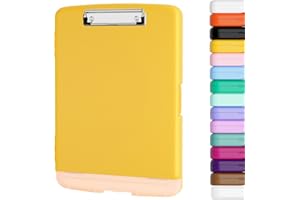 ‎PIASOENC Piasoenc Klemmbrett mit Lagerung, Lagerung Klemmbretter mit Stifthalter und A4 Legal Papier Ordner, Heavy Duty Kunststoff, Folio & Side-Opening, Low Profile Clip, für Lehrer, Juristen,Gelb