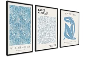 ag.art deco Quadri Moderni Soggiorno con Cornice Nera 40x50 cm | Poster da Parete | Quadri Camera da Letto o il Soggiorno | Set di 3 Stampe da Parete (Astratto Blu Vintage)